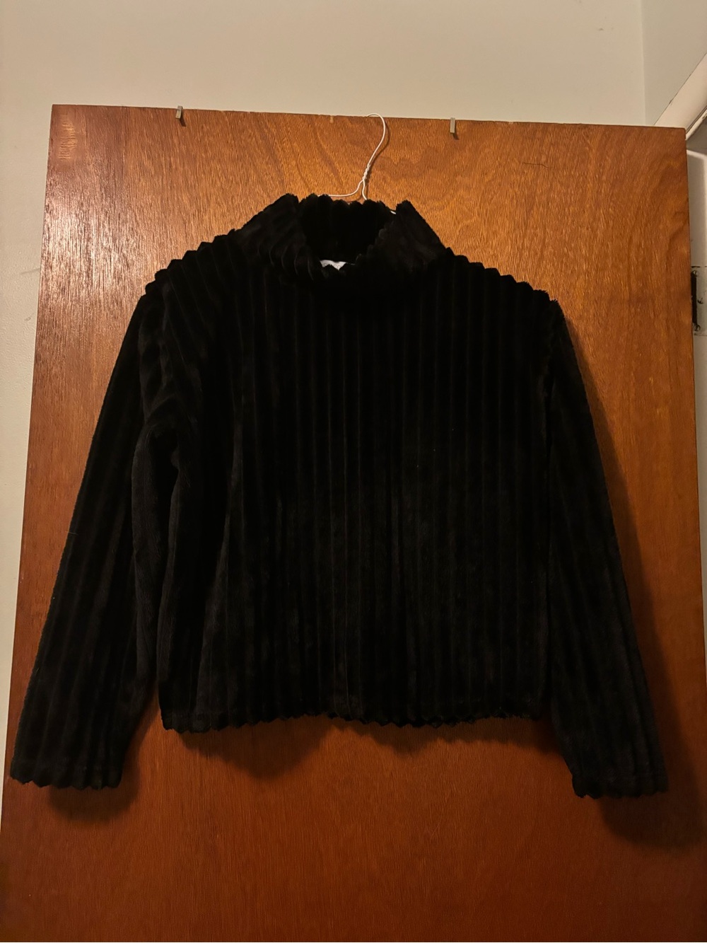 Planet Gold Black Ribbed Plush Junior Sweater